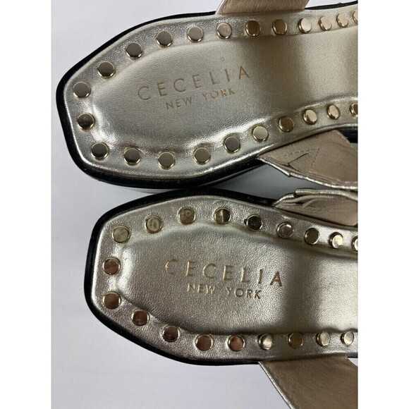 Cecelia New York Beecher Platform Sandal Metallic Gold Leather 7.5 M - Picture 6 of 8